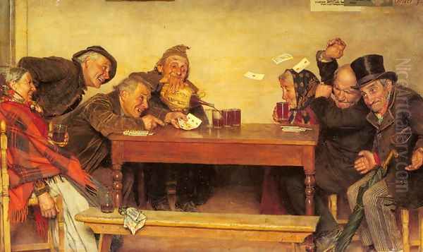 The Card Game (Pic 2) Oil Painting by Gaetano Bellei