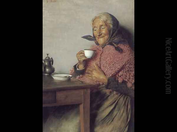 A Good Brew Oil Painting by Gaetano Bellei