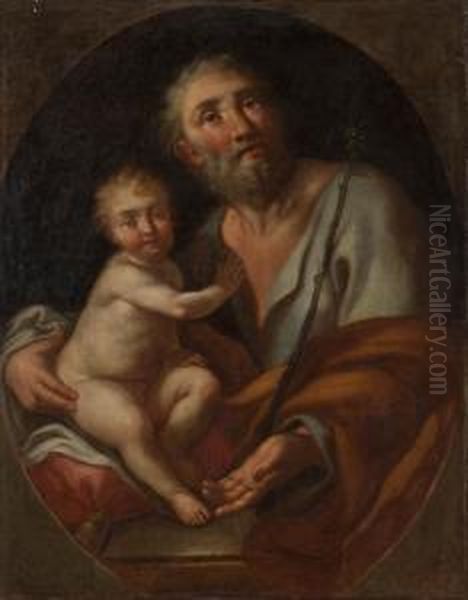 San Giuseppe Con Bambino Oil Painting by Pietro Bardellino