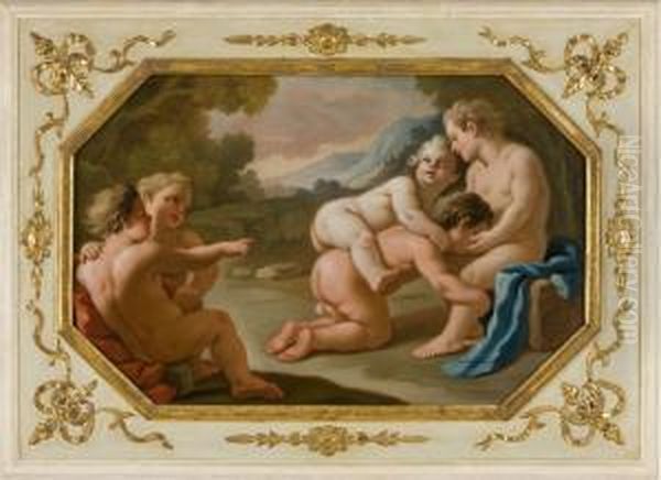 Gioco Di Putti En Plein Air Oil Painting by Pietro Bardellino