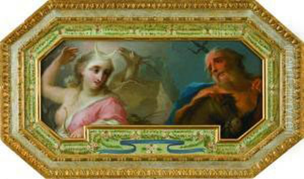 Minerva E Zeus Oil Painting by Pietro Bardellino