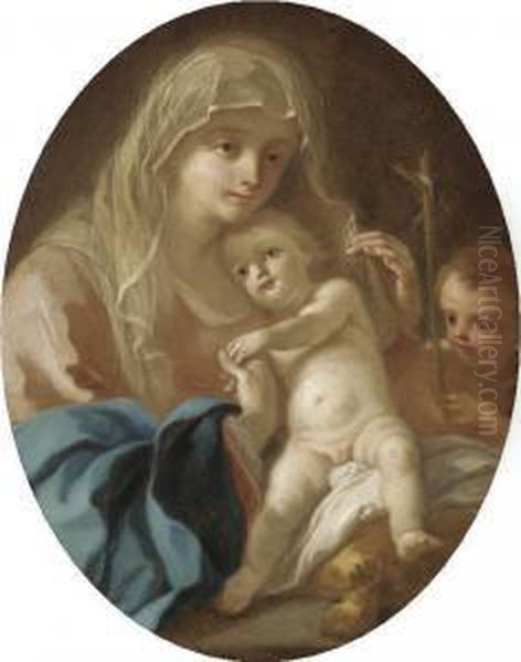 The Virgin And Child With The Infant Saint John The Baptist Oil Painting by Pietro Bardellino