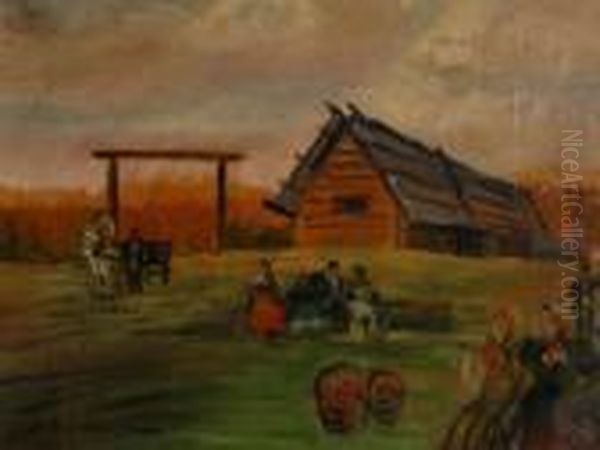 Farm Scene Oil Painting by Ralph William Bardill