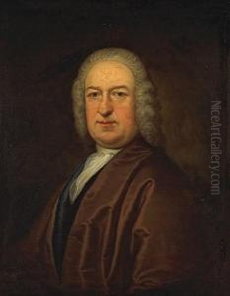 A Portrait Of Nicholas Russell,half-length Oil Painting by Thomas Bardwell