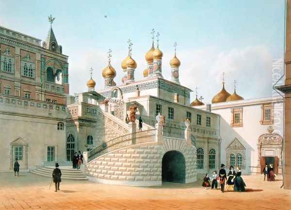 View of the Boyar Palace in the Moscow Kremlin 1840s Oil Painting by Felix Benoist