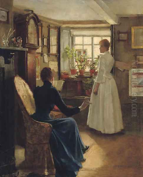 Reading aloud Oil Painting by Charles William Bartlett