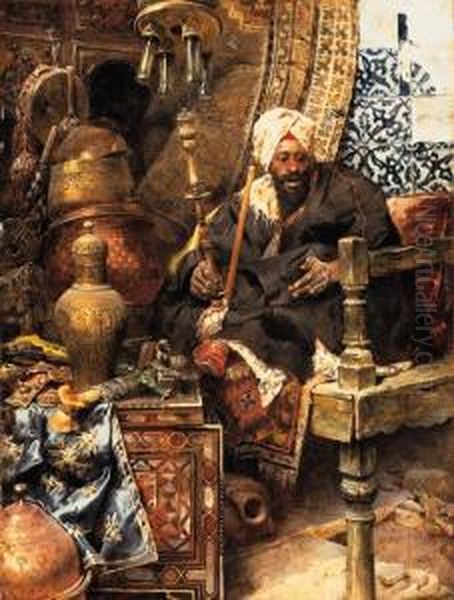 Arab Dealer Among His Antiques Oil Painting by Charles Bargue