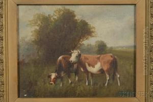 Cows At Pasture. Oil Painting by Leon Barillot