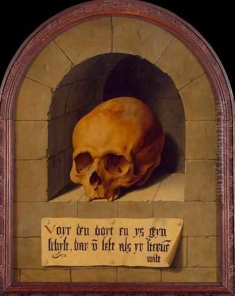 Skull in a Niche Oil Painting by Barthel Bruyn