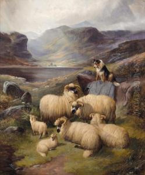 Guarding The Flock Oil Painting by John Barker