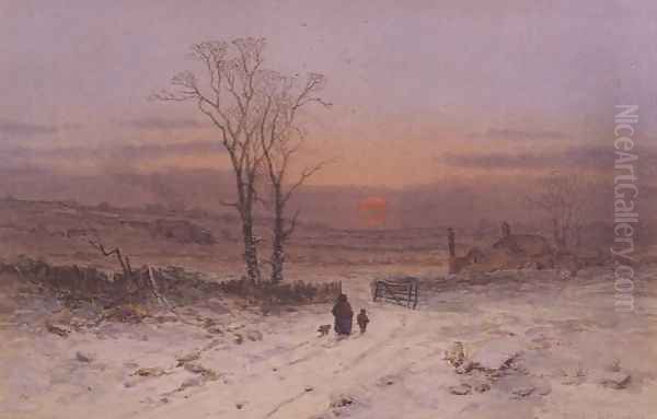 A Winter's Eve Oil Painting by Charles Branwhite