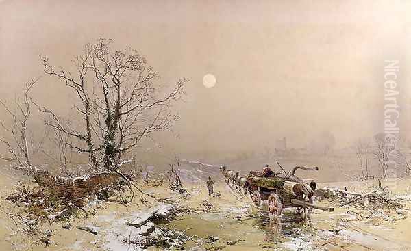 Winter Scene Oil Painting by Charles Branwhite