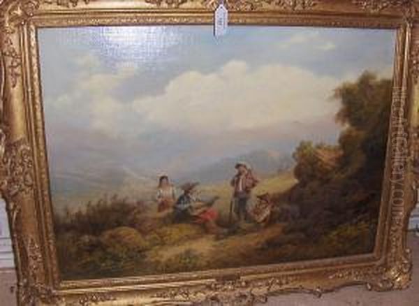 Italian Brigands, Signed, A Pair Of Oils Oncanvas Oil Painting by John Joseph Barker Of Bath