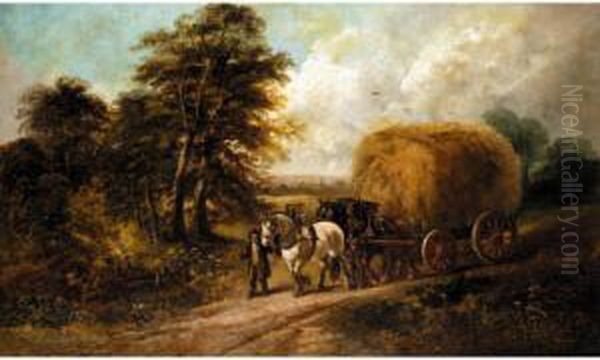 The Hay Wagon Oil Painting by John Joseph Barker Of Bath