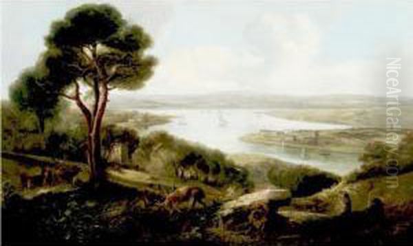 View Of South London Oil Painting by John Joseph Barker Of Bath