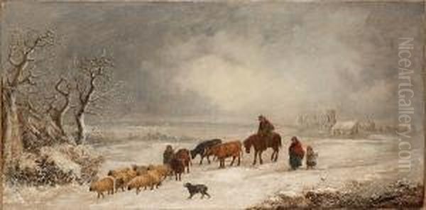 The Return From Market Oil Painting by John Joseph Barker Of Bath