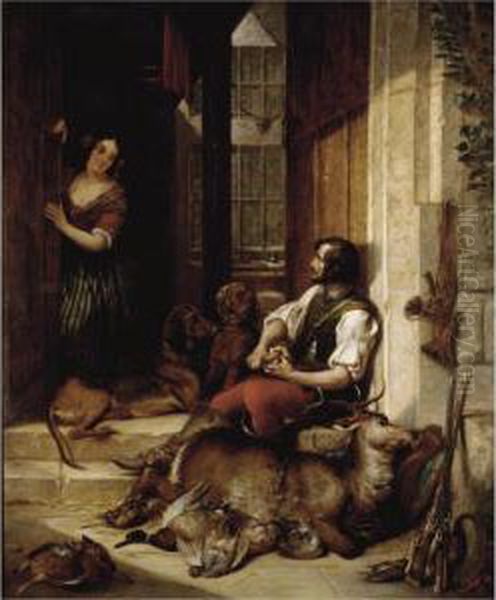 The Hunter's Return Oil Painting by Thomas Jones Barker