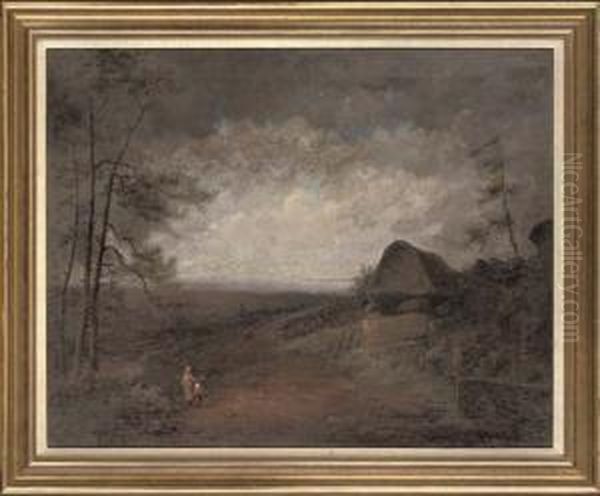 Figures On A Beaten Track Oil Painting by Thomas Jones Barker