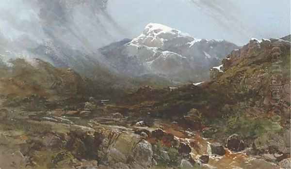 Mountainous landscape with rocky stream Oil Painting by Charles Branwhite