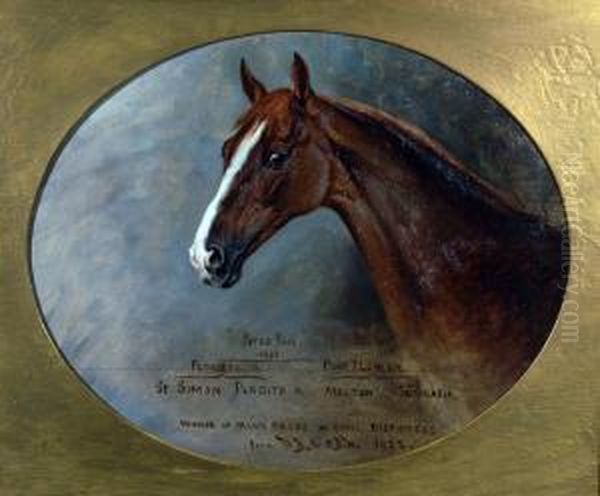 Peter Pan, Study Of A Racing Horse Oil Painting by Wright Barker