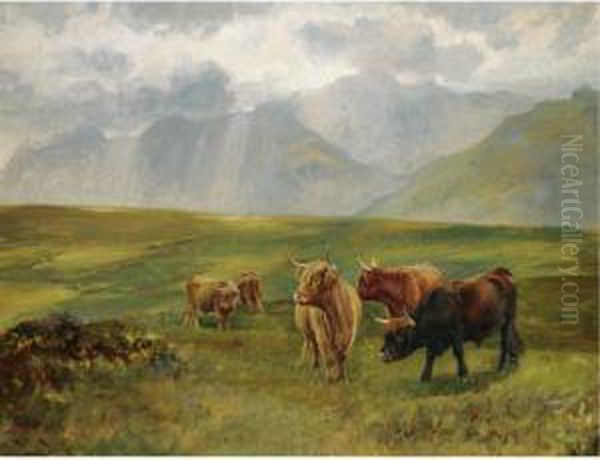 Highland Cattle Oil Painting by Wright Barker