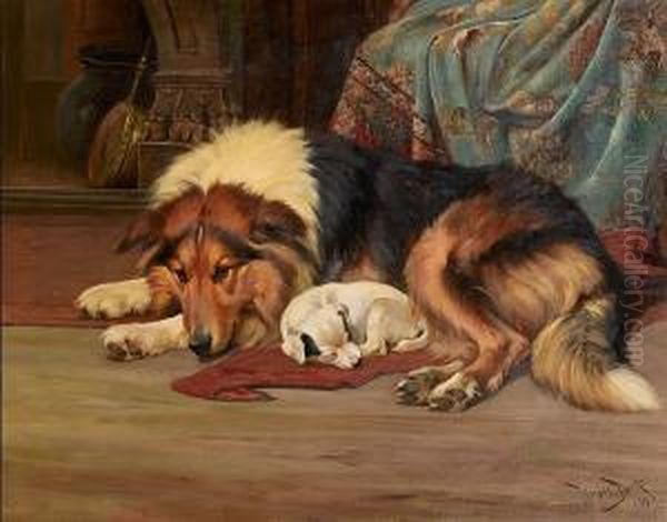 A Cosy Spot Oil Painting by Wright Barker