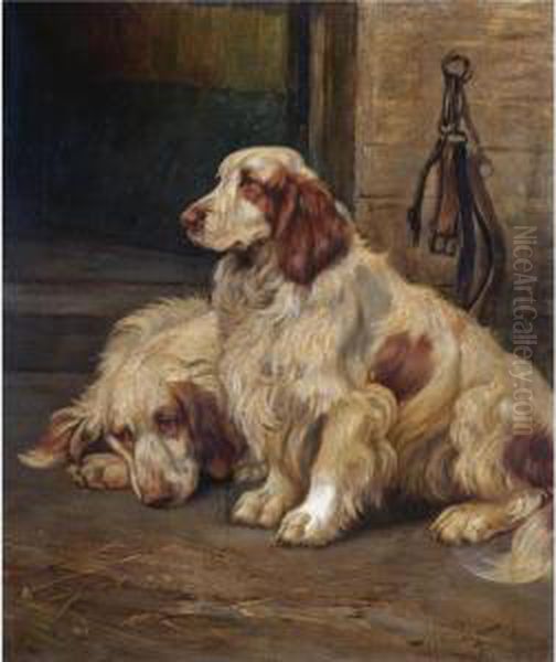 Two Setters Oil Painting by Wright Barker