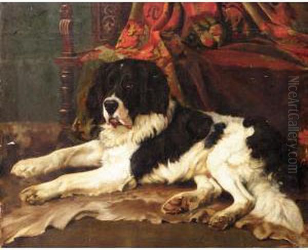 The St Bernard Oil Painting by Wright Barker