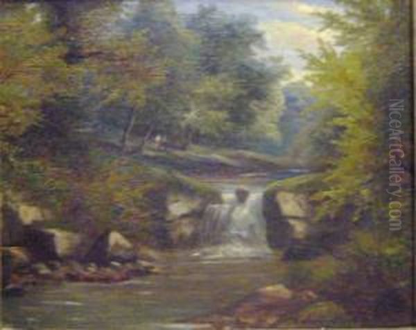 River In A Wooded Glen Oil Painting by Adam Barland