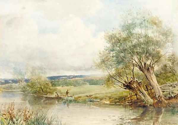 The Swan's Neck on the Avon, Near Defford Oil Painting by David Bates