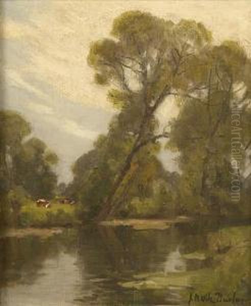 A Quiet Backwater Oil Painting by John Noble Barlow