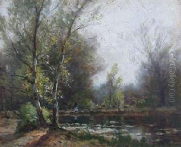 The Pond, Burnham Beeches Oil Painting by John Noble Barlow