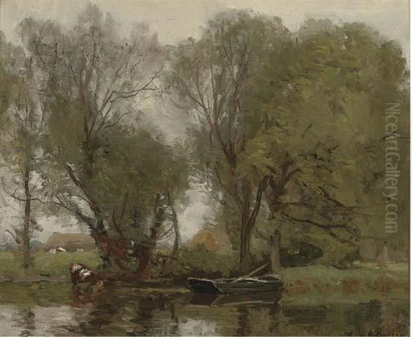 On The Ouse Oil Painting by John Noble Barlow