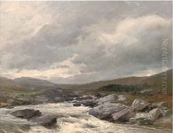 A spate on the Spean Oil Painting by David Bates