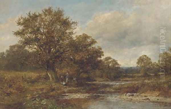 By the brook, Mathon Oil Painting by David Bates