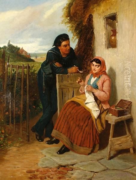 The Rural Courtship Oil Painting by Edward Charles Barnes