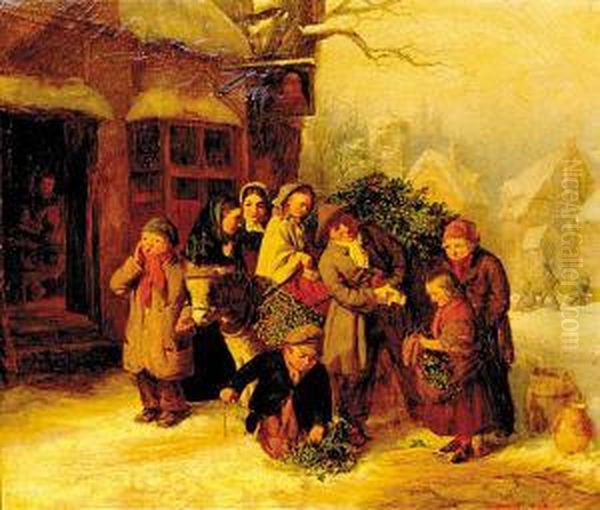 The Holly Cart Oil Painting by Edward Charles Barnes