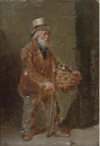 The Orange Seller; And The Flower Seller Oil Painting by Edward Charles Barnes