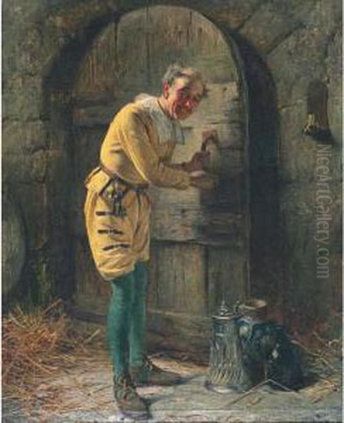 The Cellar Man Oil Painting by Edward Charles Barnes