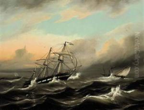 A Dutch Merchantman R Oil Painting by Jean Antoine Theodore Baron Gudin