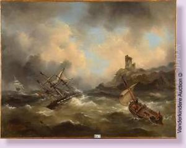 Marine Sous Un Ciel D'orage Oil Painting by Jean Antoine Theodore Baron Gudin