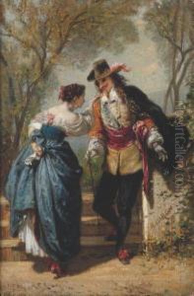 Conversation Galante Oil Painting by Henri Baron