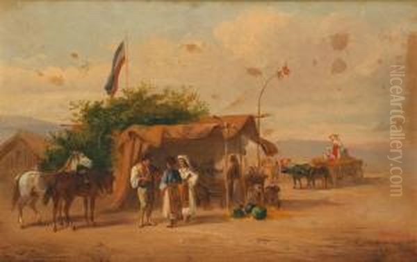 Scenes De Campagne Orientales Oil Painting by Henri Baron