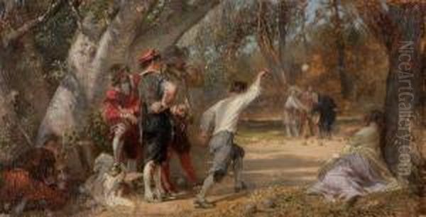 Les Joueurs De Boules Oil Painting by Henri Baron