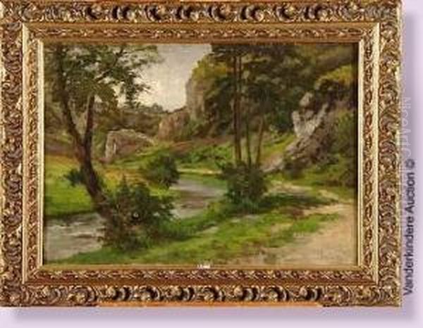 Paysage A La Riviere Oil Painting by Theodore Baron