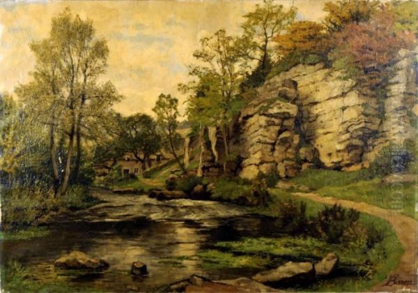 Chaumiere Au Bord De La Riviere Oil Painting by Theodore Baron