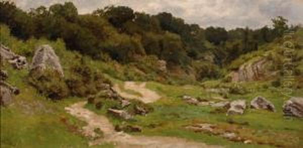 Landscape In Theardennes Oil Painting by Theodore Baron