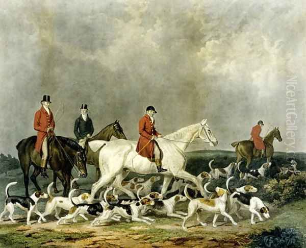 The Earl of Derby's Stag Hounds 1823 Oil Painting by James Barenger