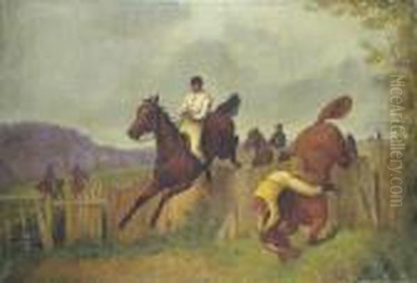 Steeple Chasing (after Henry Allen) Oil Painting by William Barr