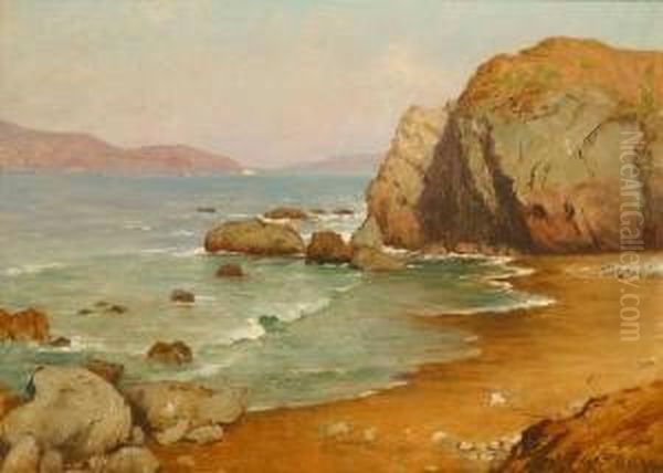 Rocky Coastal Inlet S L/r: Wm Barr O/c 12x16 Oil Painting by William Barr